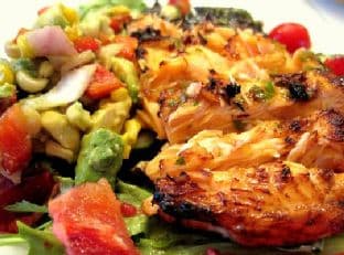 Grilled Salmon Salad With Blood Orange Cilantro Vinaigrette