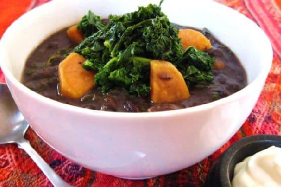 Smoky Black Bean Soup With Sweet Potato & Kale recipe