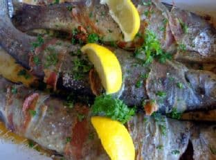 Trout wrapped in bacon