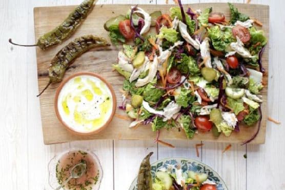 Turkish Chicken Salad with Home-made Cacik Yogurt Sauce recipe