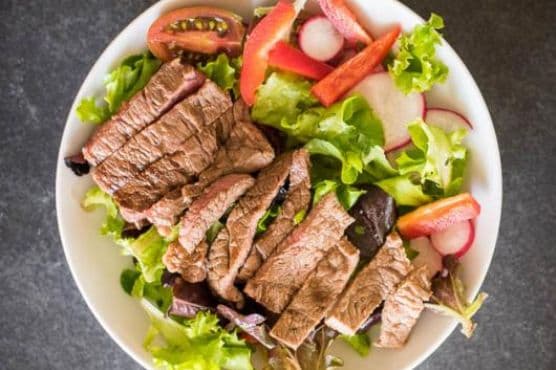 15-Minute Tamari Marinated Steak Salad recipe