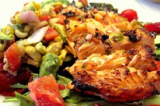 Grilled Salmon Salad With Blood Orange Cilantro Vinaigrette recipe