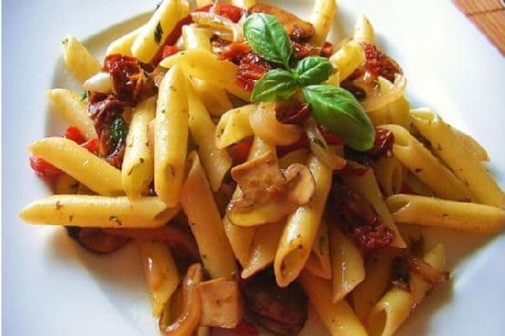 Summer Garlic Mushrooms and Mostaccioli recipe
